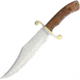 Rough Rider Bowie Wood Knife, 14.5in Overall, 9in Satin SS Clip Point Blade, Brown Wood Handle, Brass Guard, Brown Leather Sheath, RR2007 / SM1083