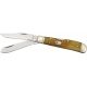 Rough Rider Lockback Trapper Fold Knife, 440 SS clip and spey blade, Smooth tobacco bone handle RR1070