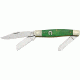 Rough Rider Stockman Fold Knife 4 1/4in., Clip, spey and sheepsfoot blade, Smooth green bone handle RR1057