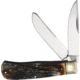 Rough Rider Jumbo Trapper Cinnamon Knife, 4.5in Closed, Mirror Carbon Steel Clip/Spey Blades, Cinnamon Stag Bone Handle, KB322H