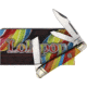 Rough Rider Lollipop Series Texas Stockman Knife, 4.88in Closed, Mirror Stainless Clip/Sheepsfoot/Spey Blades, Multi Plastic Handle, RR2472 KC015