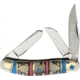Rough Rider Old Southwest Sowbelly Stockmn Folding Knife, Mirror finish stainless clip, sheepsfoot, and spey, Red and blue stone handle with southwest style nic, KB302R / RR1753