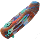 Rough Rider Tie Dye Linerlock A/O Folding Knife, 4.5in Closed, 3.25in SS Drop Point, Synthetic Handle, Thumb Stud, Pocket Clip, Tie Dye Pattern Blade, Red And Blue Swirl Handle, BF210511/RR1909