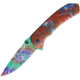 Rough Rider Tie Dye Linerlock A/O Folding Knife, 4.5in Closed, 3.25in SS Drop Point, Synthetic Handle, Thumb Stud, Pocket Clip, Tie Dye Pattern Blade, Red And Blue Swirl Handle, BF210511/RR1909
