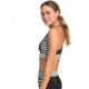 Roxy Fitness Pt Crop Top Bra - Women's, True Black Beetle Stripes, Medium, ERJX303976-KVJ5-M