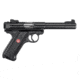 Ruger Mark IV Target Pistol, .22 Long Rifle, 5.5 in barrel, aluminum frame, black checkered plastic grip, blowback operated semi-auto, fixed blade front, adj. target rear, 10 round magazine, Mark IV TG55-1-FRRMPG