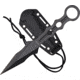 S-TEC Tactical Throwing Knife Fixed Blade Knife, 9in Overall, 2.5in Double Edge Blade, Finger Ring, One Piece Black 440 SS Construction, Black Nylon Neck Sheath, TS200BK