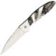 Santa Fe Stoneworks Kershaw Leek Obsidian A/O Folding Knife, Custom Leek Framelock, 4in Closed, 3in Bead Blast Blade, Obsidian And Mother Of Pearl Front Handle w/SS Back Handle, 1660OBSDNABLNZINCMOP