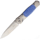 Santa Fe Stoneworks Tesoro Button Lock Folding Knife, 3.5in Closed, 2.75in Satin Vg-10 SS Blade, Titanium Bolster, Thumb Stud, Pocket Clip, Blue Brain Coral Handle, JS01BLUE BRAIN CORAL