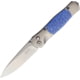 Santa Fe Stoneworks Tesoro Button Lock Folding Knife, 3.5in Closed, 2.75in Satin Vg-10 SS Blade, Titanium Bolster, Thumb Stud, Pocket Clip, Blue Brain Coral Handle, JS01BLUE BRAIN CORAL