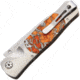 Santa Fe Stoneworks Tesoro Button Lock Folding Knife, 3.5in Closed, 2.75in Satin Vg-10 SS Blade, Titanium Bolster, Thumb Stud, Pocket Clip, Orange Coral And Zinc Handle, GE01 ORANGE CORAL- ZINC