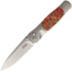 Santa Fe Stoneworks Tesoro Button Lock Folding Knife, 3.5in Closed, 2.75in Satin Vg-10 SS Blade, Titanium Bolster, Thumb Stud, Pocket Clip, Orange Coral And Zinc Handle, GE01 ORANGE CORAL- ZINC
