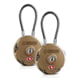 Savior Equipment 3 Digit Cable Lock, 2 Pack, Dark FDE, Small, LK-ROUND-TN-DUAL