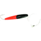 Sea Striker Rigged Cedar Plug 6&quot;, 10/0 Hook, 8 Ft 150 Lb Mono Leader, Black/Fluorescent Red, 895