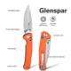 SENCUT Glenspar Thumb Stud &amp; Crossbar Lock Knife Orange G10 Handle 3.45inch Satin Finished 9cr18mov Blade