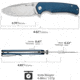 SENCUT Skarnax Flipper/thumb Stud Folding Knife 3.79inch Satin 9cr18mov Drop Point Plain Edge Blade, Blue Canvas Micarta Handle - S24025-3
