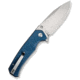 SENCUT Skarnax Flipper/thumb Stud Folding Knife 3.79inch Satin 9cr18mov Drop Point Plain Edge Blade, Blue Canvas Micarta Handle - S24025-3