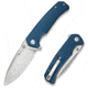 SENCUT Skarnax Flipper/thumb Stud Folding Knife 3.79inch Satin 9cr18mov Drop Point Plain Edge Blade, Blue Canvas Micarta Handle - S24025-3