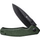 SENCUT Slashkin Micarta Folding Knife, 4.5in Closed, 3.5in Black Stonewash D2 Tool Steel Blade, Green Canvas Micarta Handle, Black Nylon Belt Sheath, S20066-3