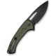 SENCUT Squiggy Flipper &amp; Thumb Hole &amp; Button Lock Knife Black / Green G10 Handle - S24082A-2