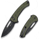 SENCUT Squiggy Flipper &amp; Thumb Hole &amp; Button Lock Knife Black / Green G10 Handle - S24082A-2