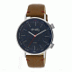 Simplify The 3300 World Time Zone Leather Strap Watch, Brown/Navy, Standard SIM3303