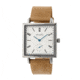 Simplify The 5000 Leather-Band Watch, Silver/Khaki/Tan SIM5005