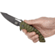 SKIF Knives Shark BSW Olive Folding Knife, 5in Closed, 3.75in Black Stonewash Finish 9Cr18MoV Blade, OD Green Sculpted G10 Handle, 421SEBG