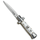 Skm SKM 4.5&quot; Italian Mini Stiletto Automatic Knife White Pearlex Bayonet, White, Stainless Steel, adult, BHQ-67447