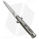 SKM 7 Italian Stiletto Automatic Folding Knife, 3.00in, Stainless Steel, Spear Point Blade, Acrylic, Gray Handle, Gray/Gray, 7.00 inch, BHQ-51139