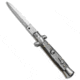 SKM 7 Italian Stiletto Automatic Folding Knife, 3.00in, Stainless Steel, Dagger Blade, Acrylic, Gray Handle, Gray/Gray, 7.00 inch, BHQ-51118
