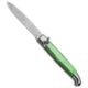 Skm SKM 9.5&quot; Fancy Lever Lock Automatic Knife Green Acrylic 4&quot; Satin Bayo, Green, Stainless Steel, adult, BHQ-51410