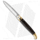 SKM 9.5 Sicilian Brass Automatic Folding Knife, 4.00in, Stainless Steel, Bayonet Blade, Dark Horn, Black Handle, Black/Gray, 9.50 inch, BHQ-19454