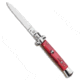 Skm SKM 9&quot; Italian Stiletto Automatic Dagger Knife Red Acrylic 4&quot; Satin, Red, Stainless Steel, adult, BHQ-92046