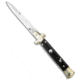 Skm SKM 9&quot; Italian Stiletto Automatic Knife Brass/Dark Wood 3.8&quot; Satin Bayonet, Wood, Stainless Steel, adult, BHQ-51076