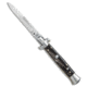 Skm SKM 9" Italian Stiletto Automatic Knife Dark Horn 4" Satin Bayonet, Black, Stainless Steel, adult, BHQ-51013