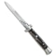 SKM 9 Italian Stiletto Automatic Folding Knife, 3.875in, Stainless Steel, Bayonet Blade, Dark Horn, Black Handle, Standard, Black/Steel, 8.875 inch, BHQ-51013