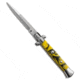 Skm SKM 9&quot; Italian Stiletto Automatic Knife Killer Bee Acrylic 4&quot; Satin Bayonet, Yellow, Stainless Steel, adult, BHQ-51134