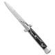 SKM 9 Italian Stiletto Automatic Folding Knife, 3.875in, Stainless Steel, Bayonet Blade, Acrylic, Black Handle, Standard, Black/Steel, 8.875 inch, BHQ-51160