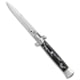 SKM 9 Italian Stiletto Automatic Folding Knife, 3.875in, Stainless Steel, Bayonet Blade, Acrylic, Black Handle, Standard, Black/Steel, 8.875 inch, BHQ-51160