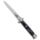 Skm SKM 9" Italian Stiletto Automatic Knife Sim Dark Horn Polish, Black, Stainless Steel, adult, BHQ-183088