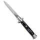 SKM 9 Italian Stiletto Automatic Folding Knife, 3.875in, Stainless Steel, Spear Point Blade, Acrylic, Black Handle, Black/Steel, 8.875 inch, BHQ-183088