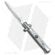 SKM AB 11 Italian Stiletto Automatic Folding Knife, 5.00in, Stainless Steel, Dagger Blade, Acrylic, Gray Handle, Pearlex, Gray/Steel, 11.00 inch, BHQ-51095