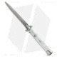 SKM AB 11 Italian Stiletto Automatic Folding Knife, 5.00in, Stainless Steel, Bayonet Blade, Acrylic, White Handle, Pearlex, White/Steel, 11.00 inch, BHQ-51123