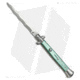 SKM AB 11 Italian Stiletto Automatic Folding Knife, 5.00in, Stainless Steel, Kriss Blade, Acrylic, Green Handle, Pearlex, Green/Steel, 11.00 inch, BHQ-51137