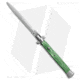 SKM AB 13 Italian Stiletto Automatic Folding Knife, 6.00in, Stainless Steel, Dagger Blade, Acrylic, Green Handle, Green/Steel, 13.00 inch, BHQ-75599
