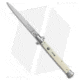 SKM AB 13 Italian Stiletto Automatic Folding Knife, 6.00in, Stainless Steel, Spear Point Blade, Acrylic, White Handle, White/Steel, 13.00 inch, BHQ-75668