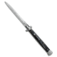 SKM AB 13 Italian Stiletto Automatic Folding Knife, 6.00in, Stainless Steel, Dagger Blade, Acrylic, Black Handle, Black/Steel, 13.00 inch, BHQ-75669