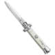 SKM AB 8 Italian Stiletto Dagger Automatic Folding Knife, 3.375in, Stainless Steel, Dagger Blade, Acrylic, White Handle, Ivory, White/Gray, 7.75 inch, BHQ-75624