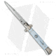 SKM AB 9 Italian Stiletto Automatic Folding Knife, 4.00in, Stainless Steel, Bayonet Blade, Acrylic, Blue Handle, Pearlex, Blue/Gray, 8.75 inch, BHQ-50981
